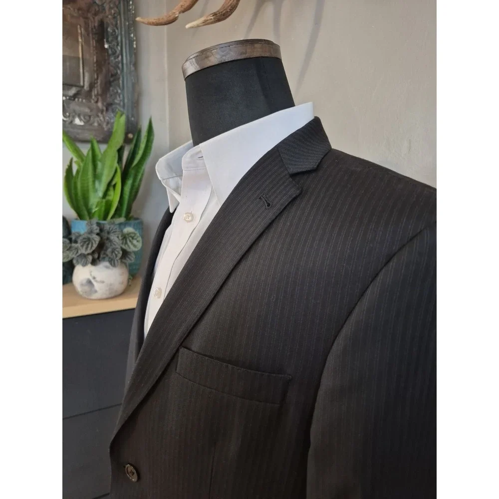 Jos A Bank Joseph Mens Slim Fit Wool Sports Coat 40R Black Striped 2 Button P502